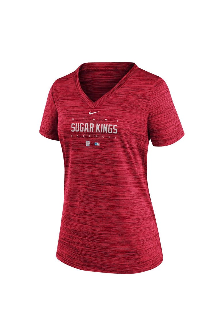 Women's Nike  Red Miami Marlins City Connect Velocity Practice Performance V-Neck T-Shirt, Alternate, color, Red