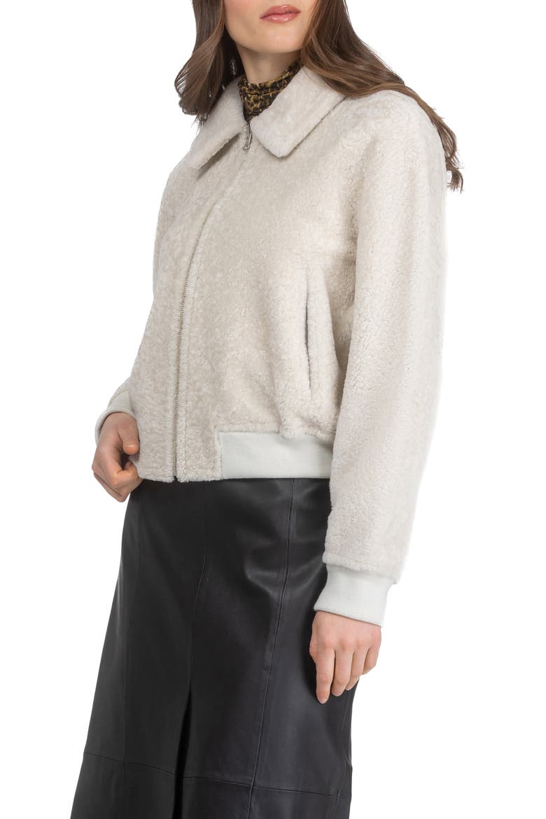 Textured Genuine Shearling Zip Jacket, Alternate, color, IVORY