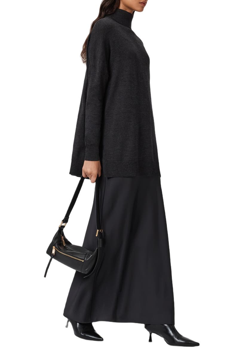 AllSaints Juno Long Sleeve 2-in-1 Sweater & Slipdress, Alternate, color, Shadow Black