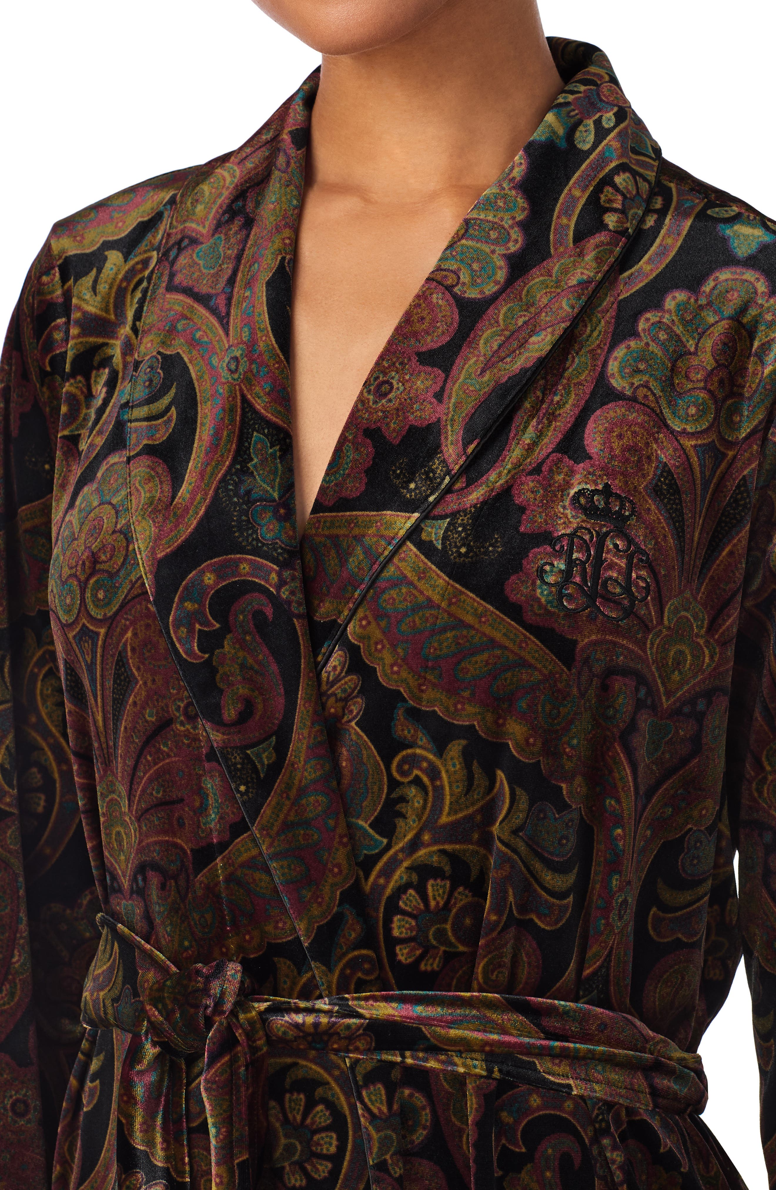 lauren ralph lauren velvet shawl collar long sleeve cozy robe