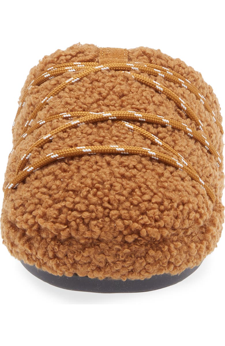 Moon Boot<sup>®</sup> Teddy Water Repellent Scuff Slipper, Alternate, color, Cognac