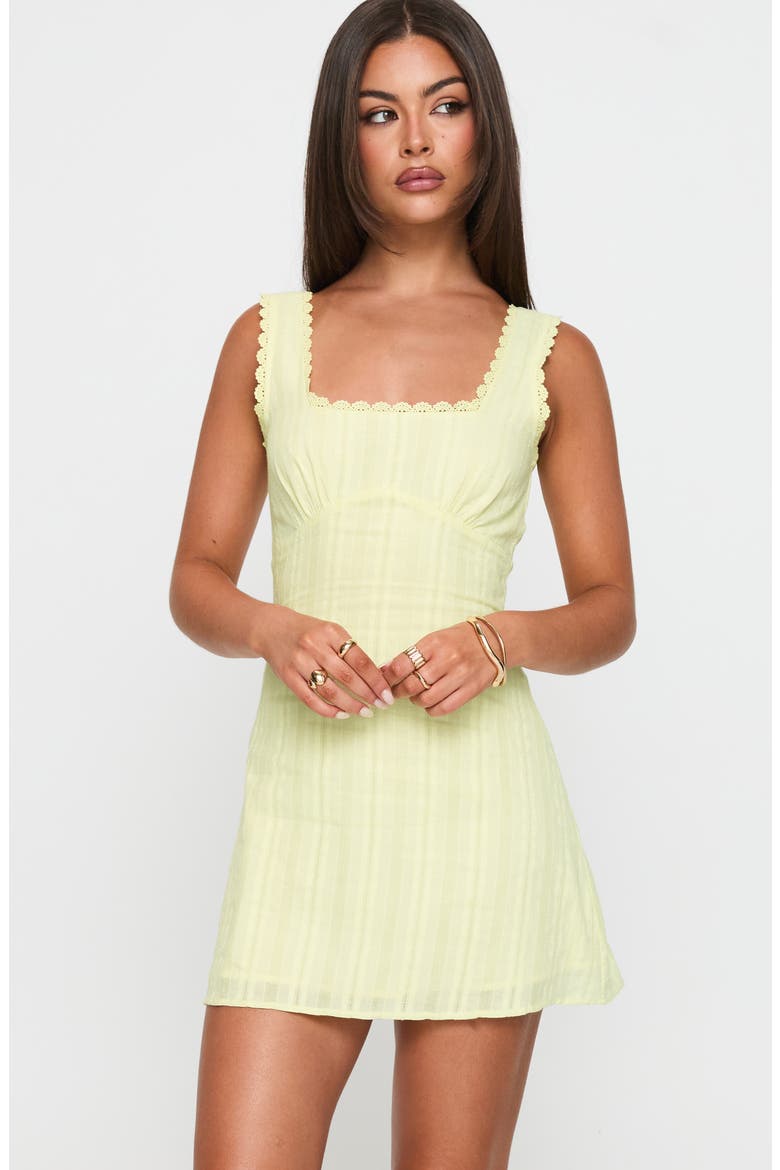 Dasha Cotton Fit & Flare Minidress, Alternate, color, LEMON