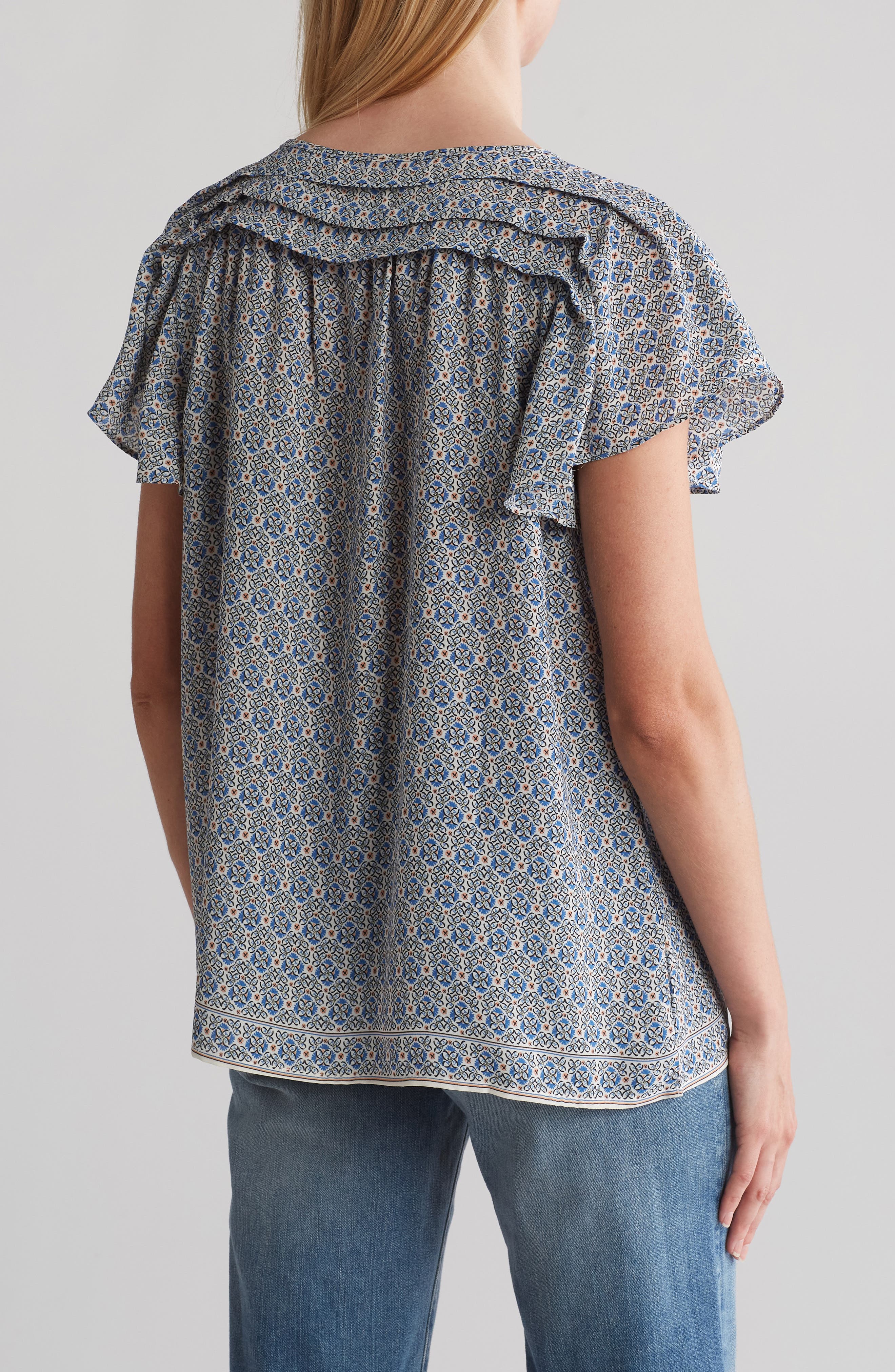 MAX STUDIO Notch Neck Flutter Sleeve Blouse (Women) | Nordstromrack