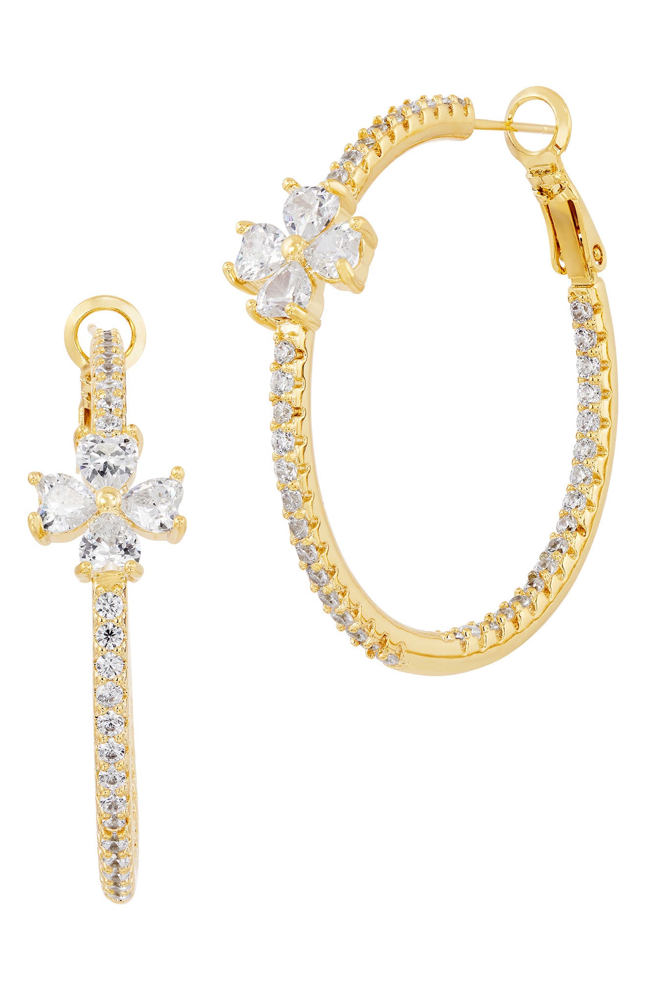Floral Cubic Zirconia Hoop Earrings
