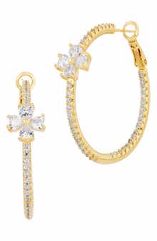 Floral Cubic Zirconia Hoop Earrings