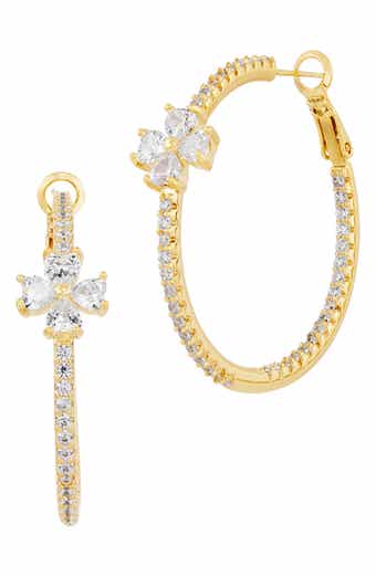 Floral Cubic Zirconia Hoop Earrings