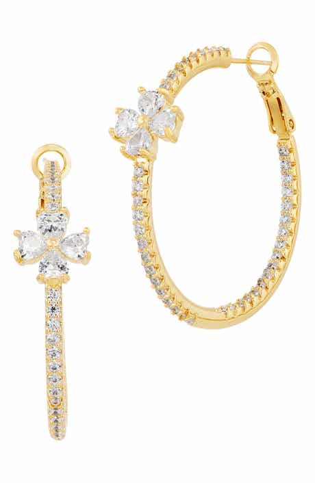 Floral Cubic Zirconia Hoop Earrings