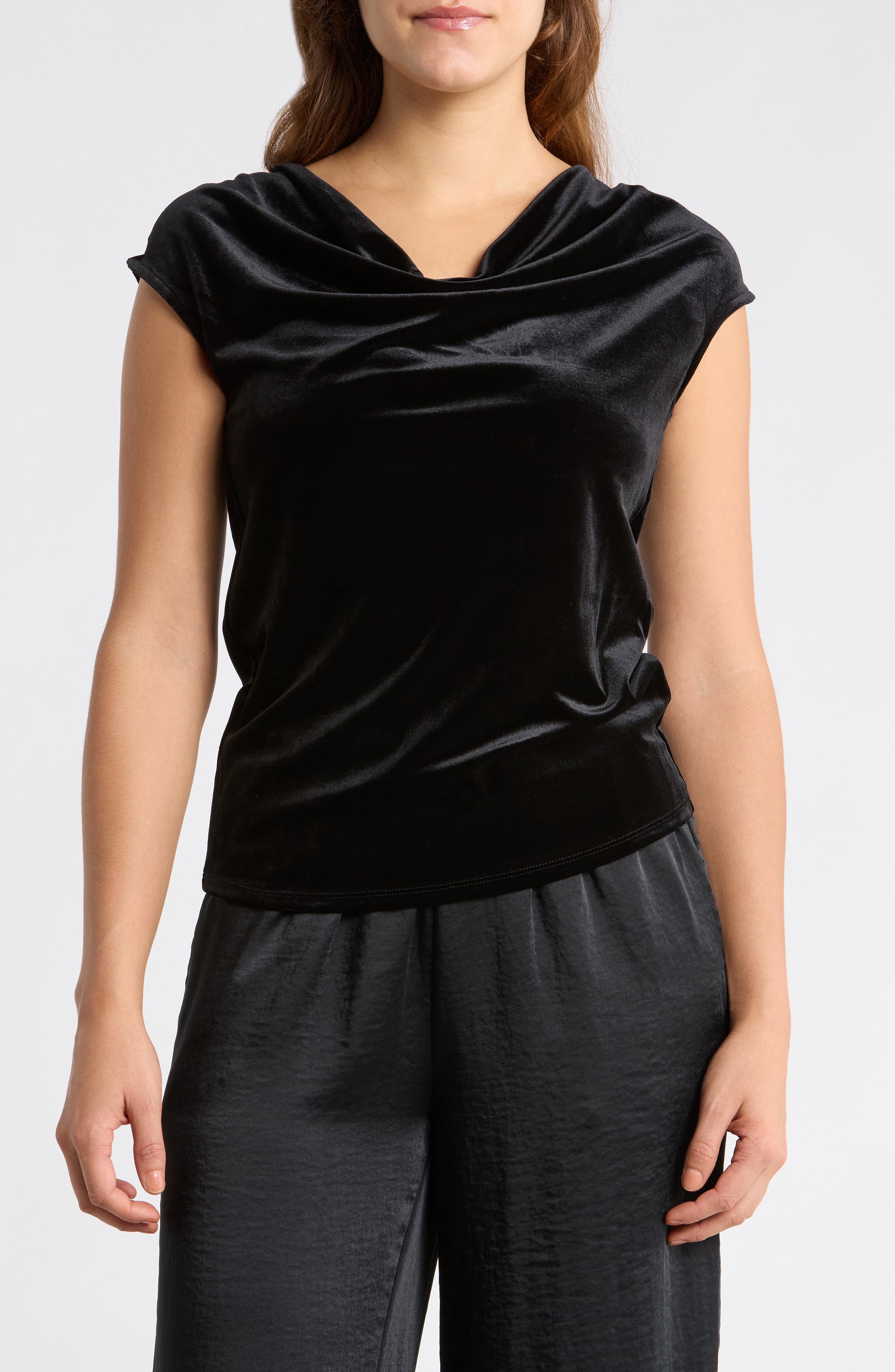 Velvet Cowl Neck Top