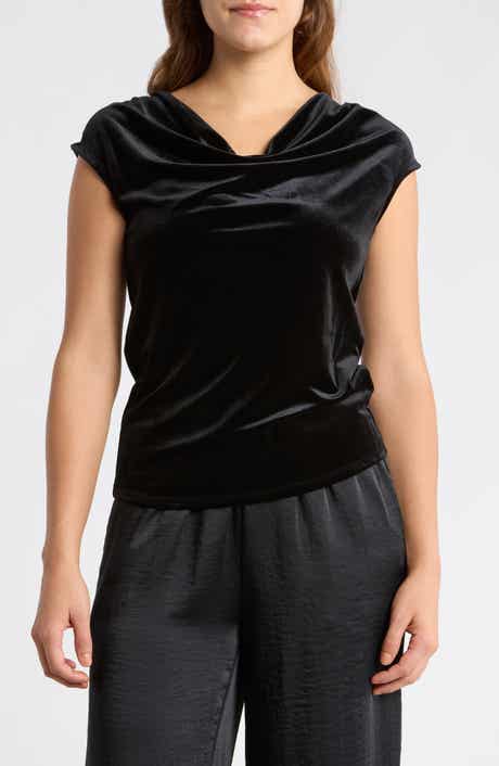 Velvet Cowl Neck Top