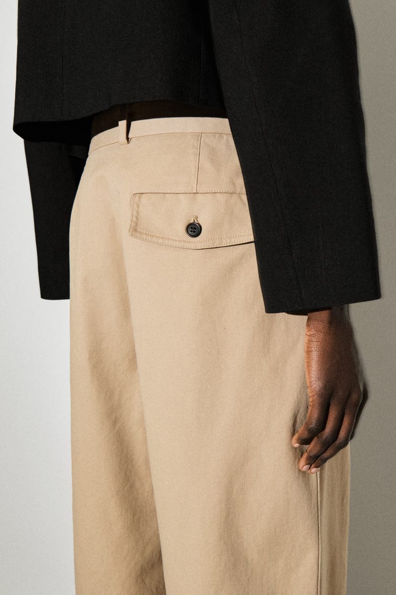Cotton-Twill Tapered Pants, Alternate, color, BEIGE