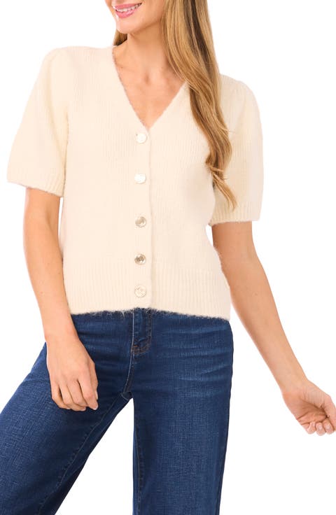 Hairy Puff Sleeve Cardigan