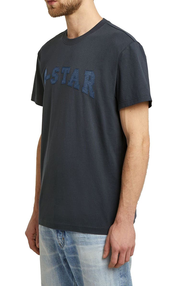 G-STAR Felt Logo Organic Cotton Graphic T-Shirt, Alternate, color, India Ink