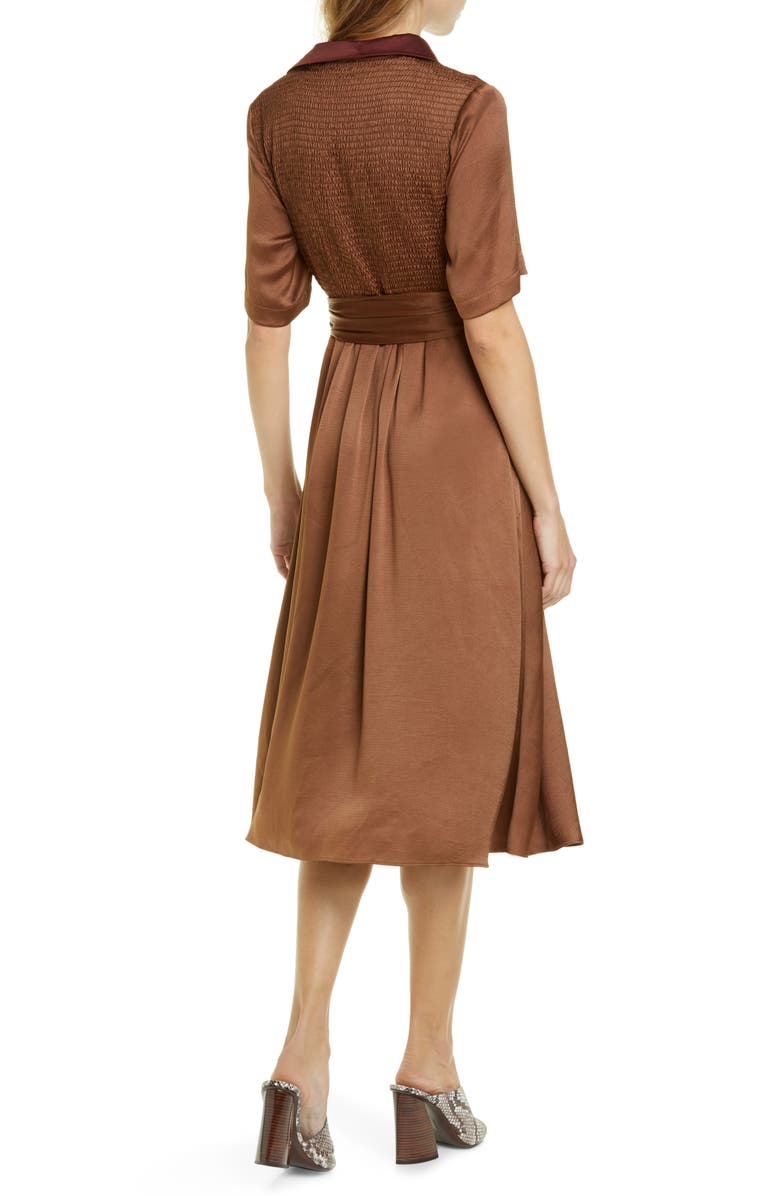 Kate Spade New York smocked back satin shirtdress, Alternate, color,