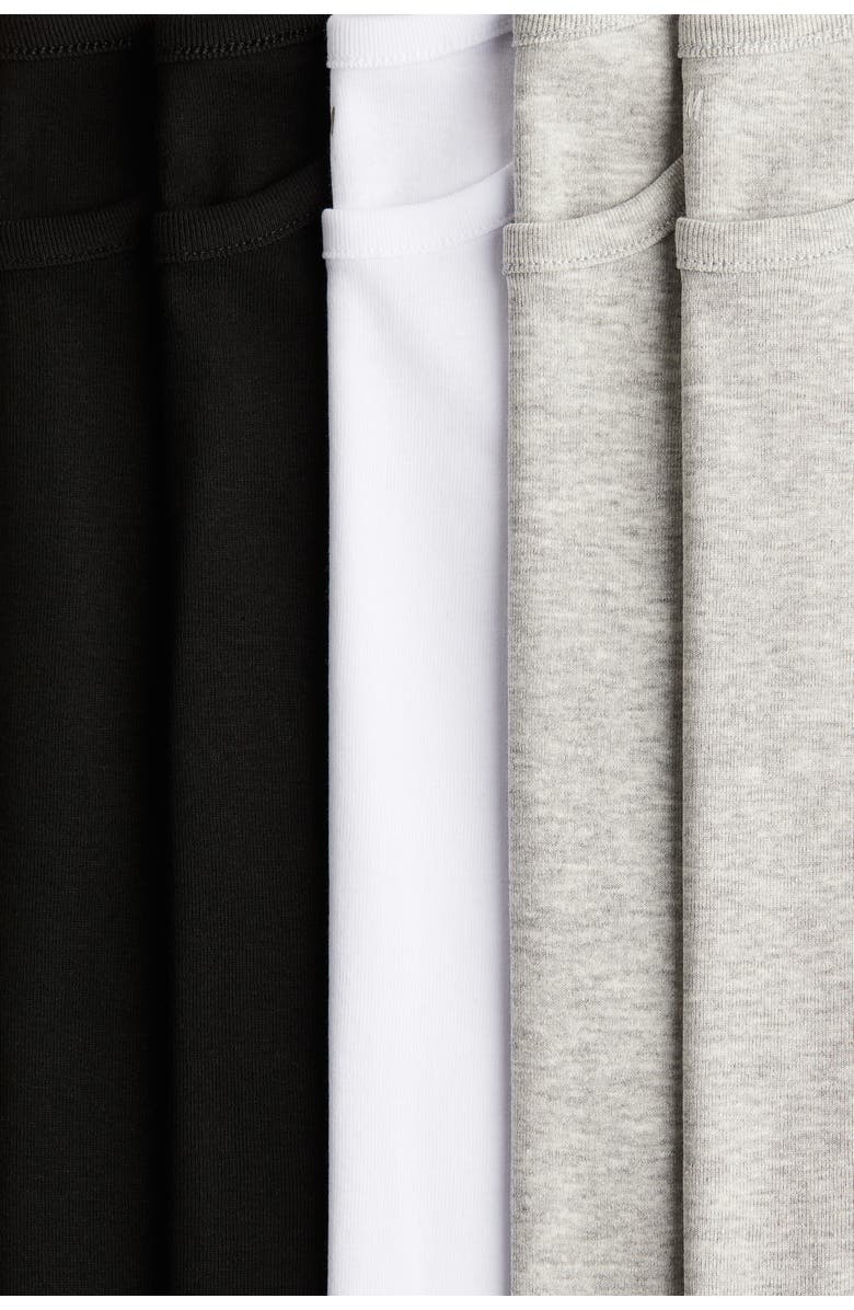 H&M 5-pack Cotton Vest Tops, Alternate, color, Light Gray/Black