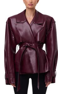 Naked Wardrobe Faux Leather Crop Trench Coat