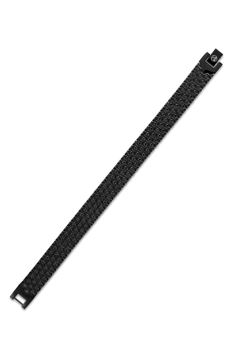 Esquire Men's Black Spinel Honeycomb Watch Band Bracelet, Alternate, color, Black Ip Stainless Steel