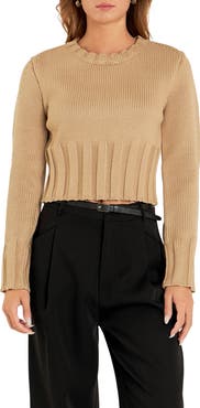English Factory Cutout Crop Sweater