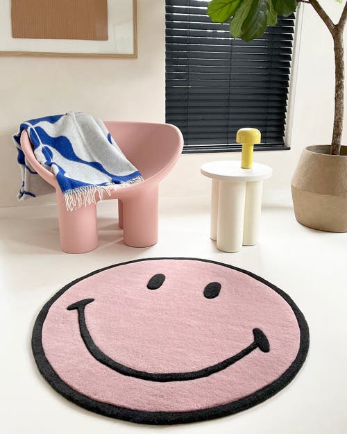 Maison Deux Smiley Rug In Pink