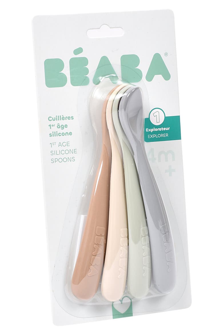 Set of 4 Easy-Grip 1st Stage Silicone Spoons, Alternate, color, NATURAL