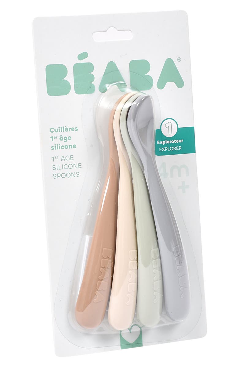BEABA First Foods Set of 4 Silicone Spoons, Alternate, color, Natural