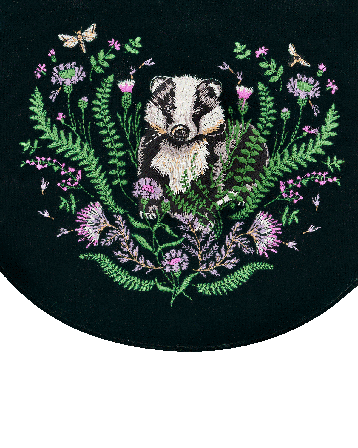 Fable England Badger Embroidered Green Top Handle Saddle Bag, Alternate, color, Woodland Green