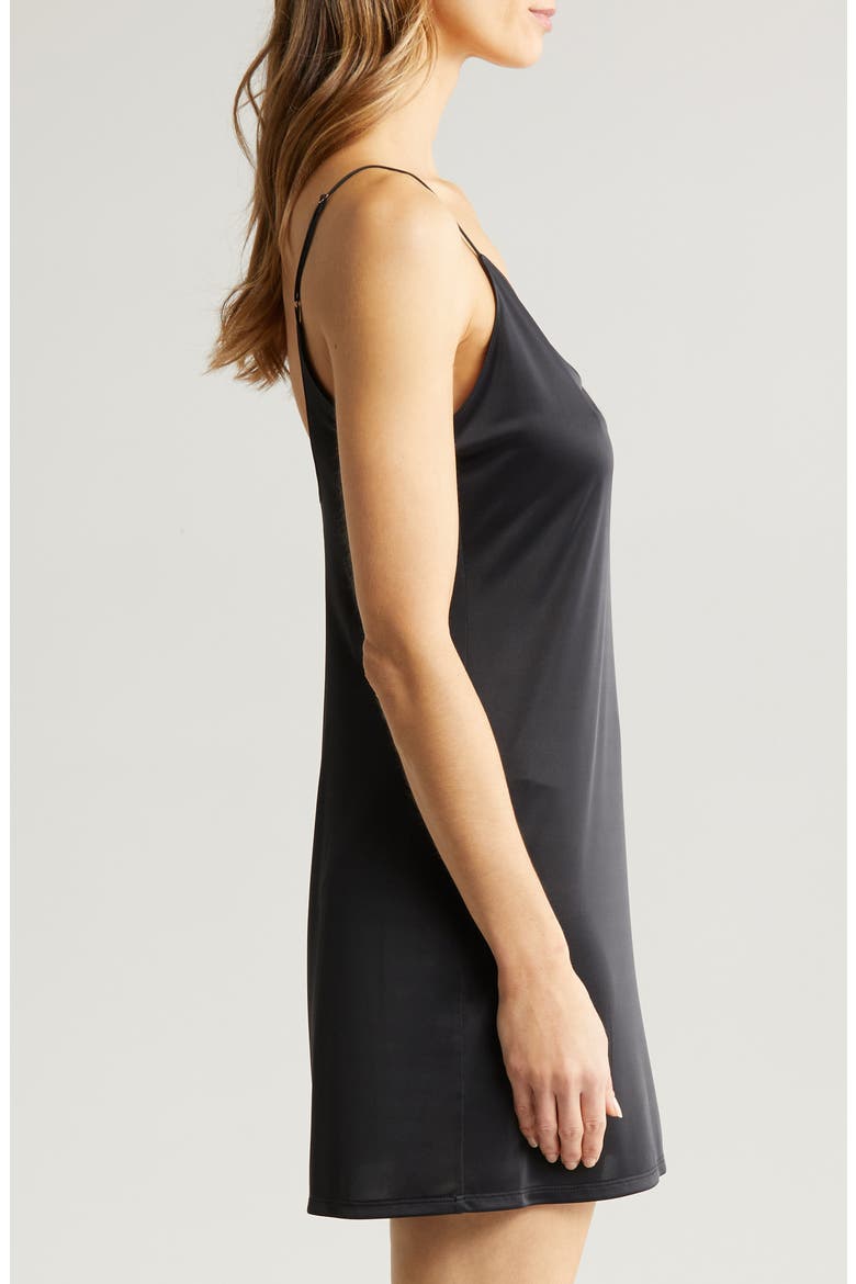 Feathers Essentials Satin Chemise, Alternate, color, BLACK