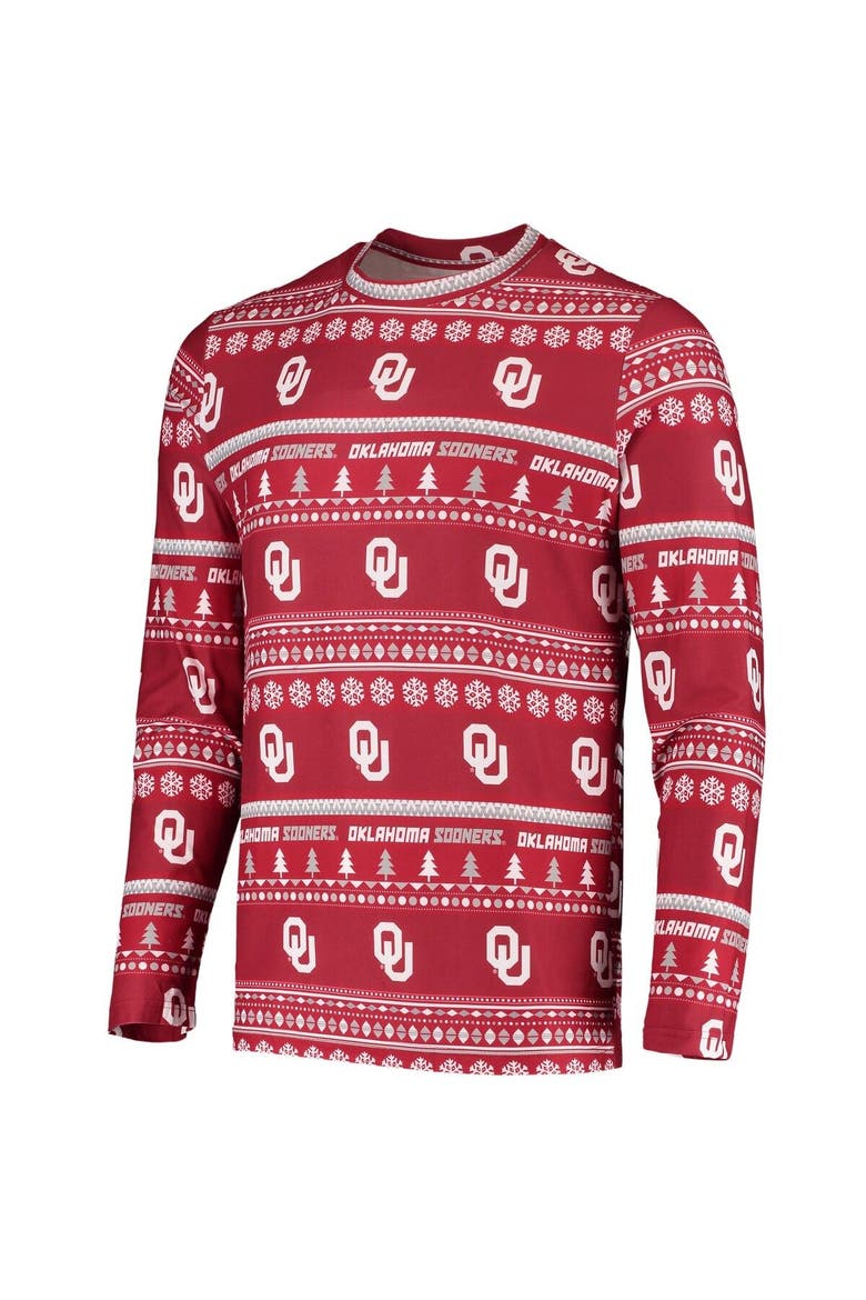 Men's Concepts Sport Crimson Oklahoma Sooners Ugly Sweater Knit Long Sleeve Top and Pant Set, Alternate, color, Crimson