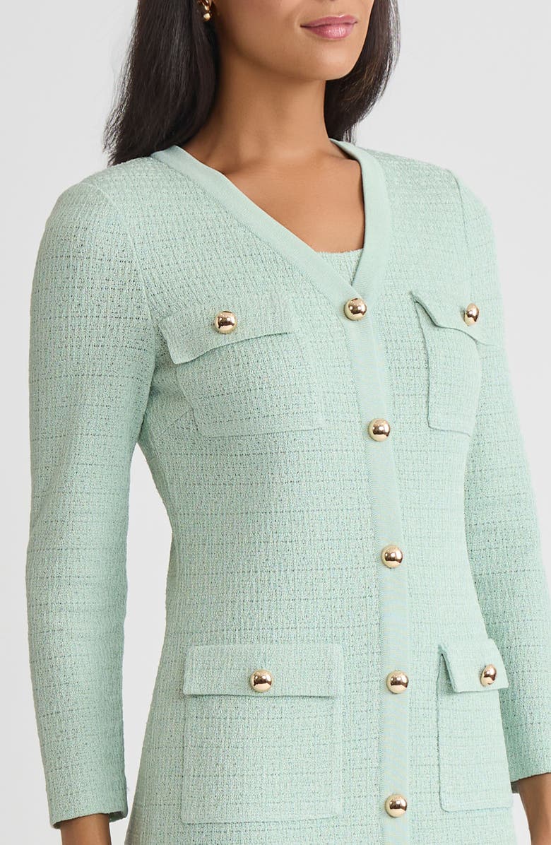 Misook Heritage Tonal Fringe Trim Knit Jacket, Alternate, color, Fresh Mint