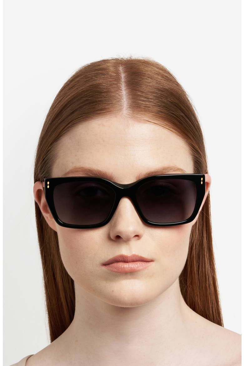 58mm Rectangular Sunglasses, Alternate, color, BLACK