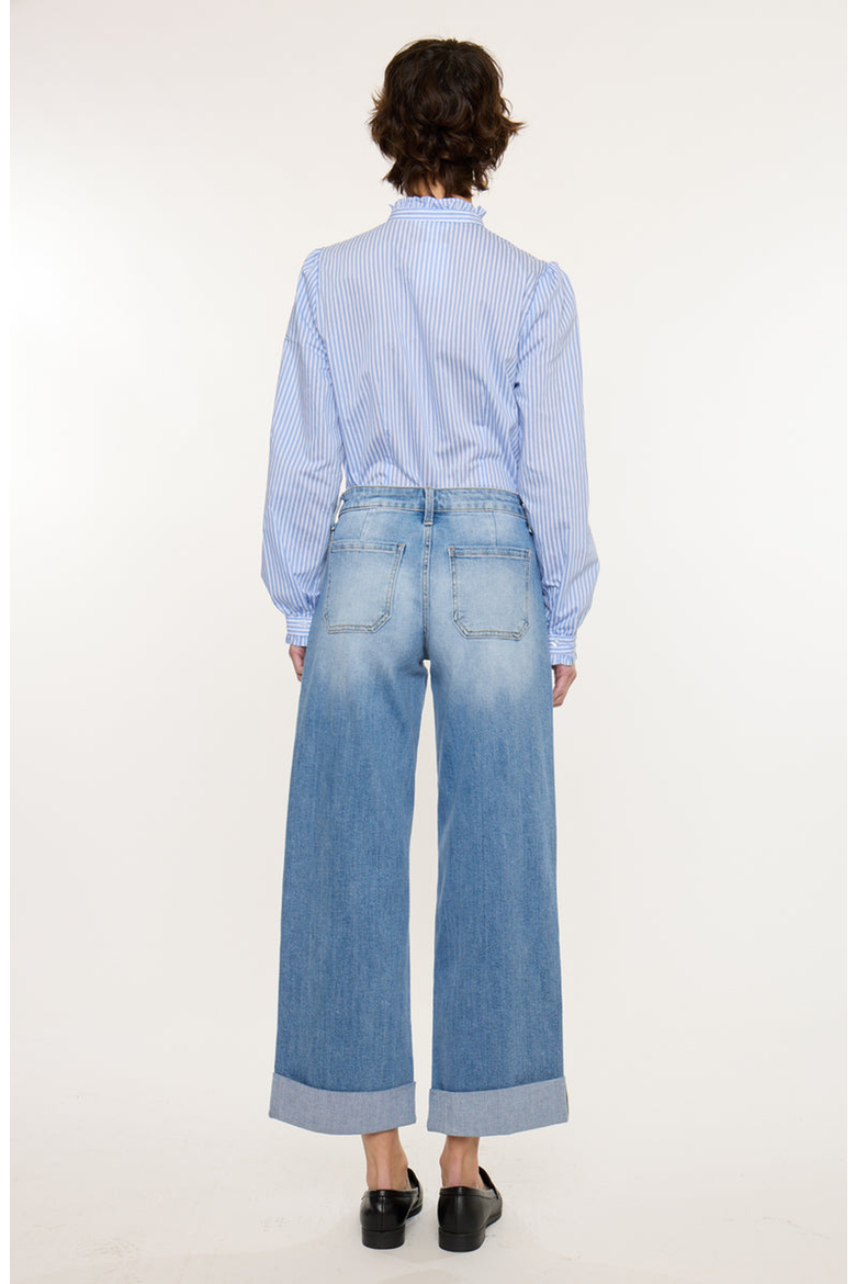 Angie Essentials Mid Rise Cropped Wide Leg Jeans, Alternate, color, Medium Wash