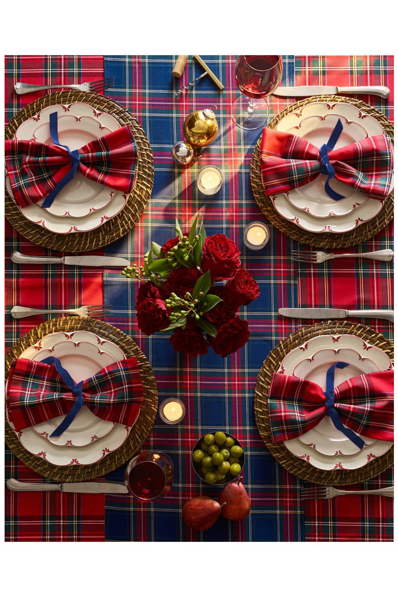 Imperial Tartan Plaid Tablecloth, Alternate, color, RED
