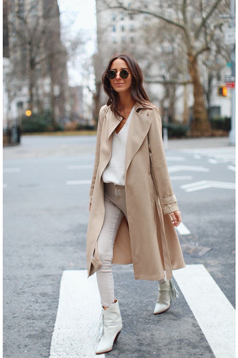 Pleat Back Trench Coat (Nordstrom Exclusive), Alternate, color, TAN