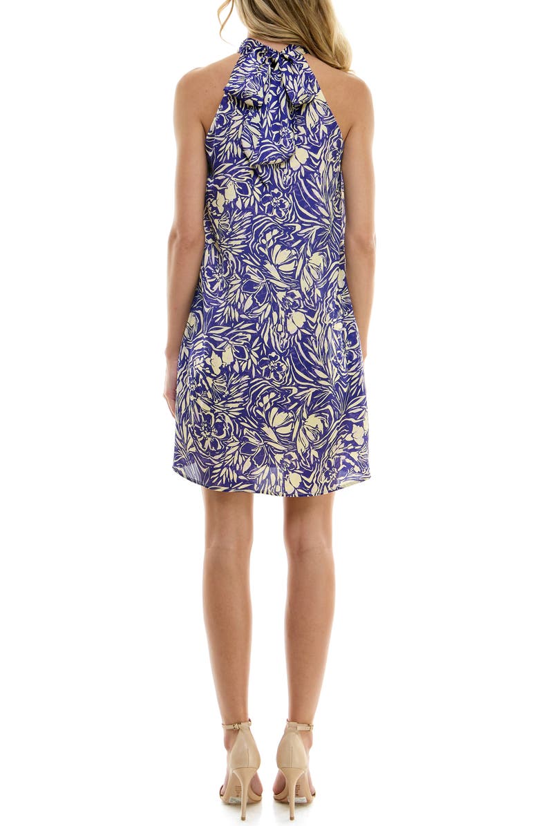 Socialite Floral A-Line Minidress, Alternate, color, Cobalt Cream