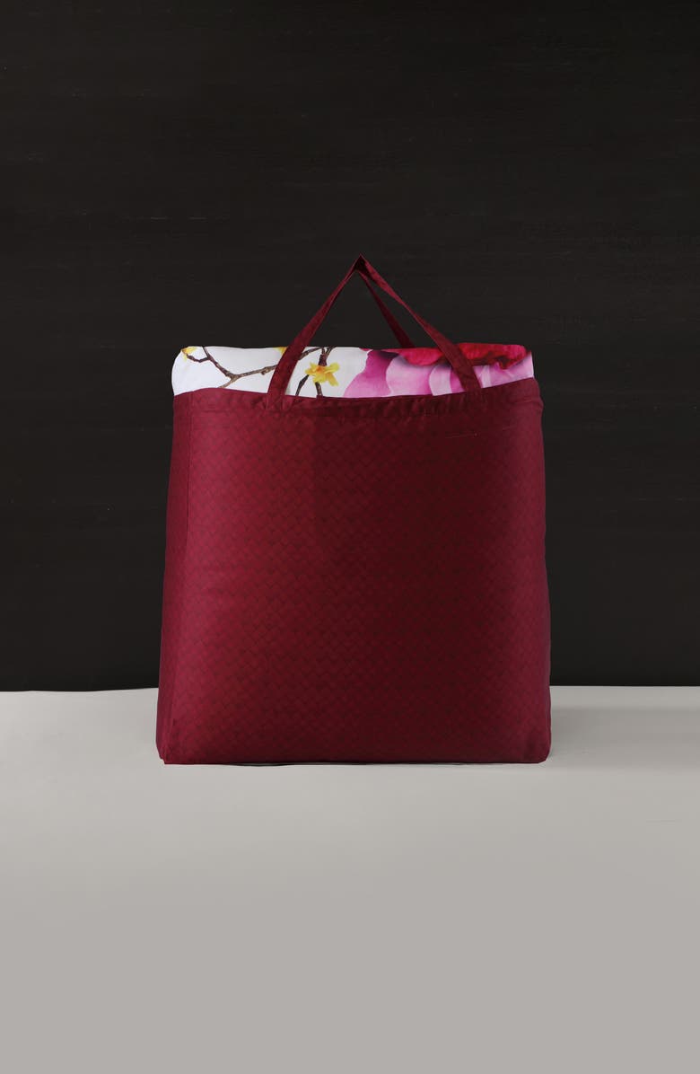 Bebejan Magenta Floral Print 5-Piece Cotton Reversible Comforter Set, Alternate, color, Red