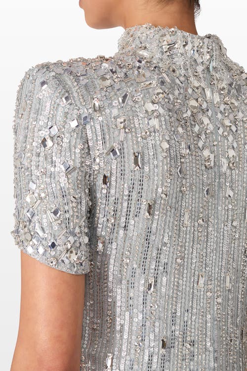 Jenny Packham Zea Sequin-embellished Top In Gray