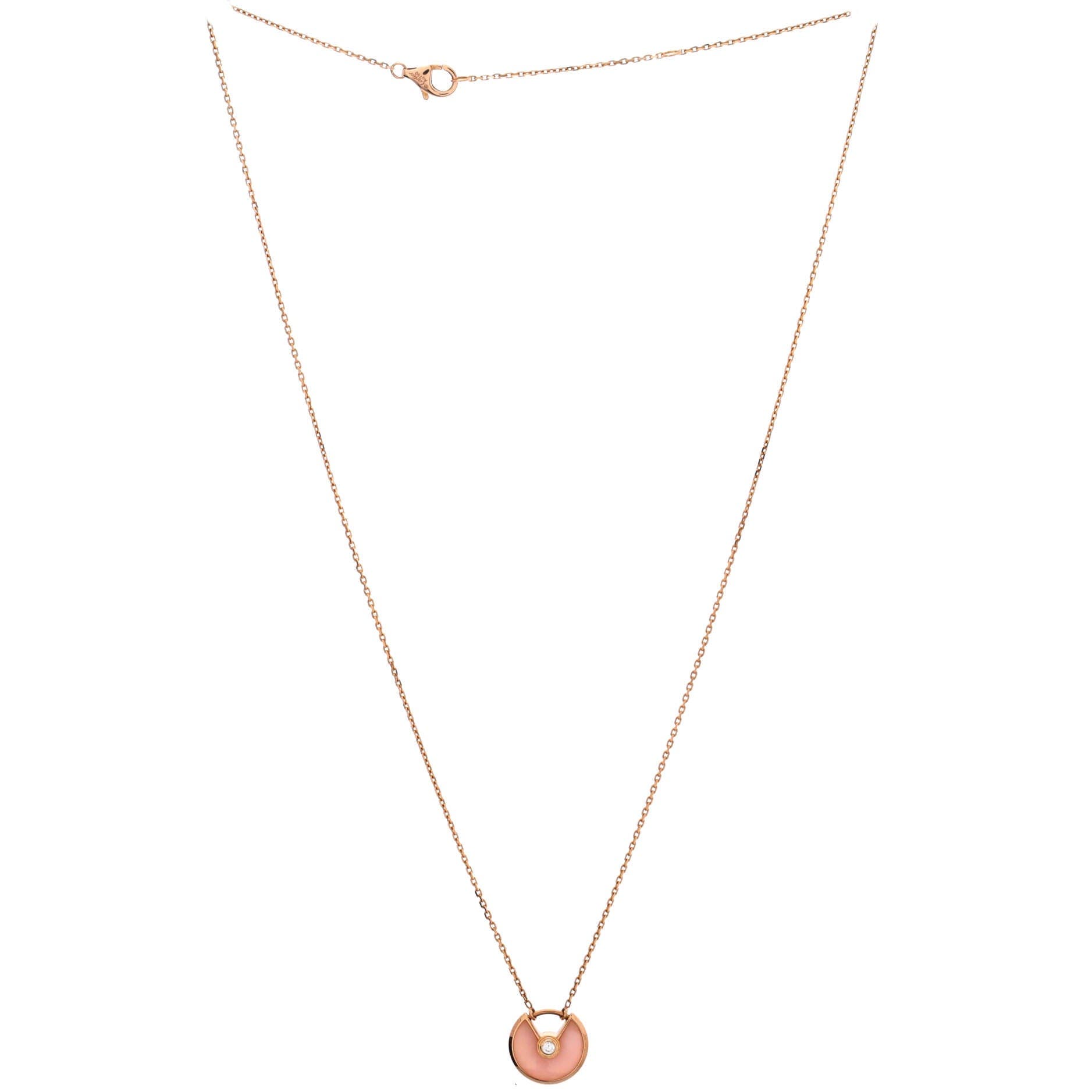 Amulette de Cartier Pendant Necklace 18K Rose Gold with Pink Opal and Diamond XS, Alternate, color, Metallic Gold