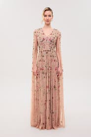 BEAUUT Cape Sleeves Embellished Sequin Maxi Dress