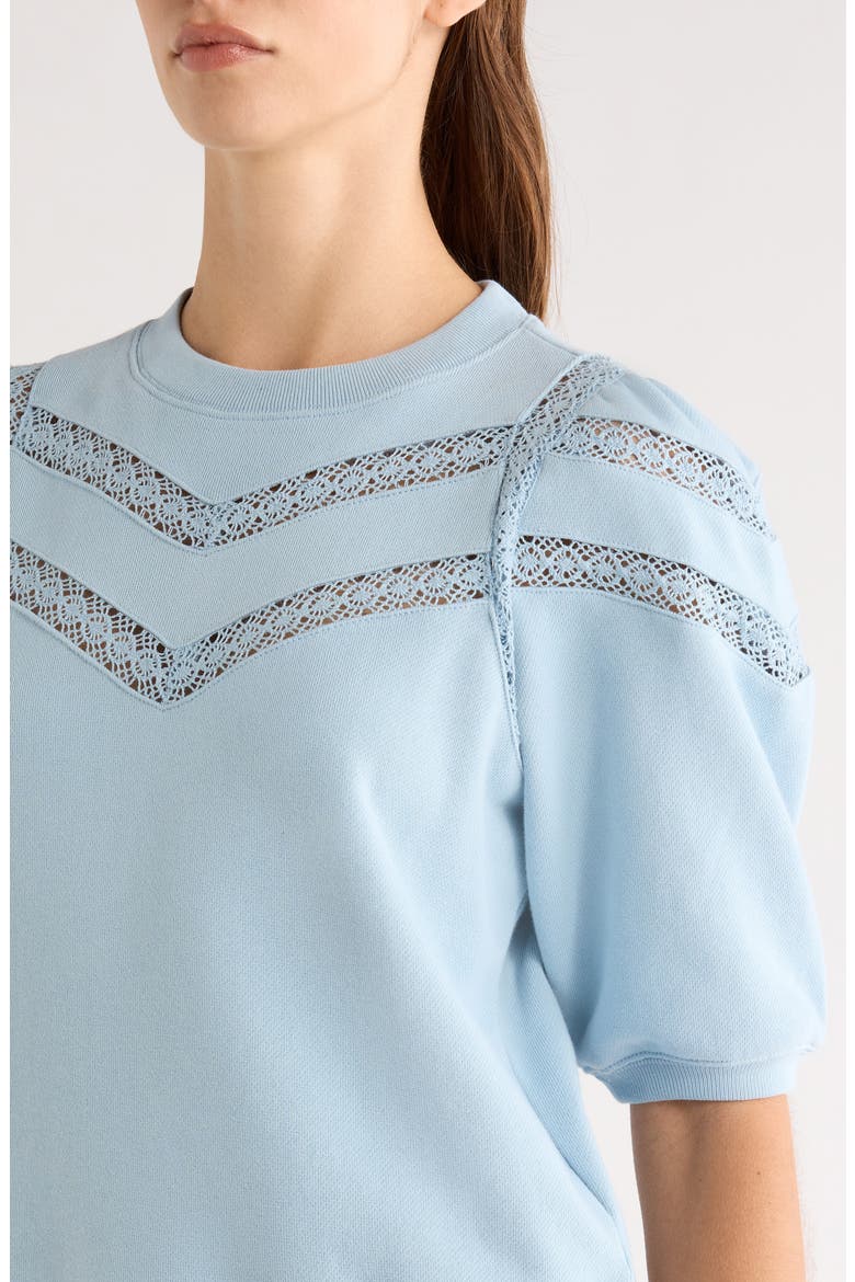 Adrai Lace Trim Sweatshirt, Alternate, color, SKY