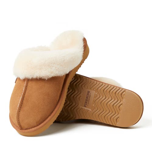Dearfoams Fireside Melton Genuine Shearling Platform Scuff Slipper In Nude