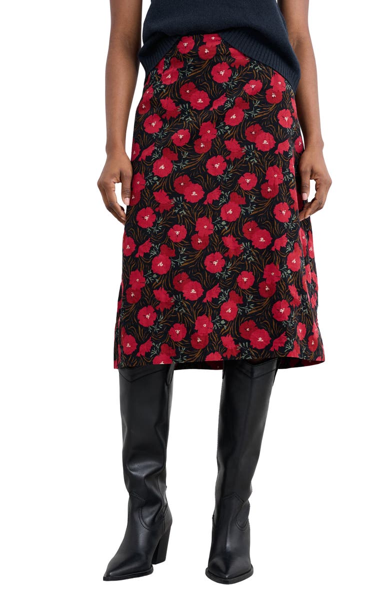 Seasalt Cornwall Forest View Organic Cotton Corduroy A-Line Skirt, Main, color, Grass Meadow Maritime