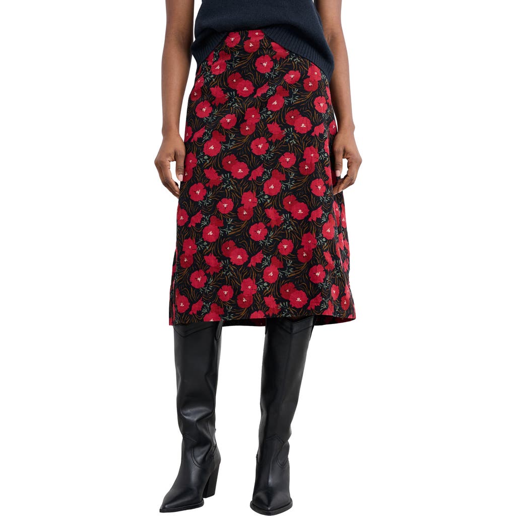 Seasalt Cornwall Forest View Organic Cotton Corduroy A-line Skirt In Black