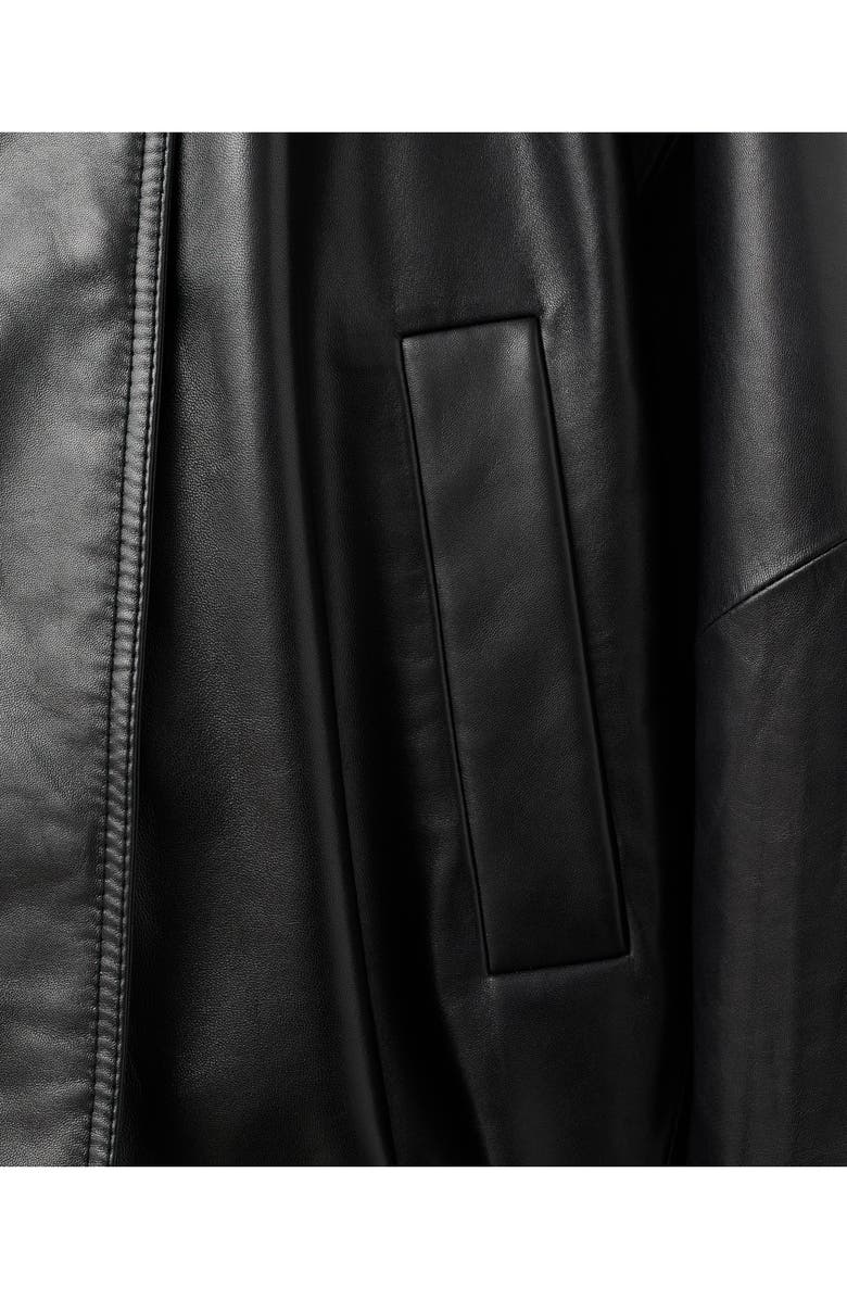 MANGO Selection Oversize Leather Bomber Jacket, Alternate, color, Black