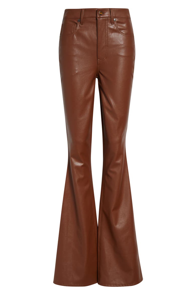 Beverly High Waist Skinny Flare Faux Leather Jeans, Alternate, color, MAHOGANY
