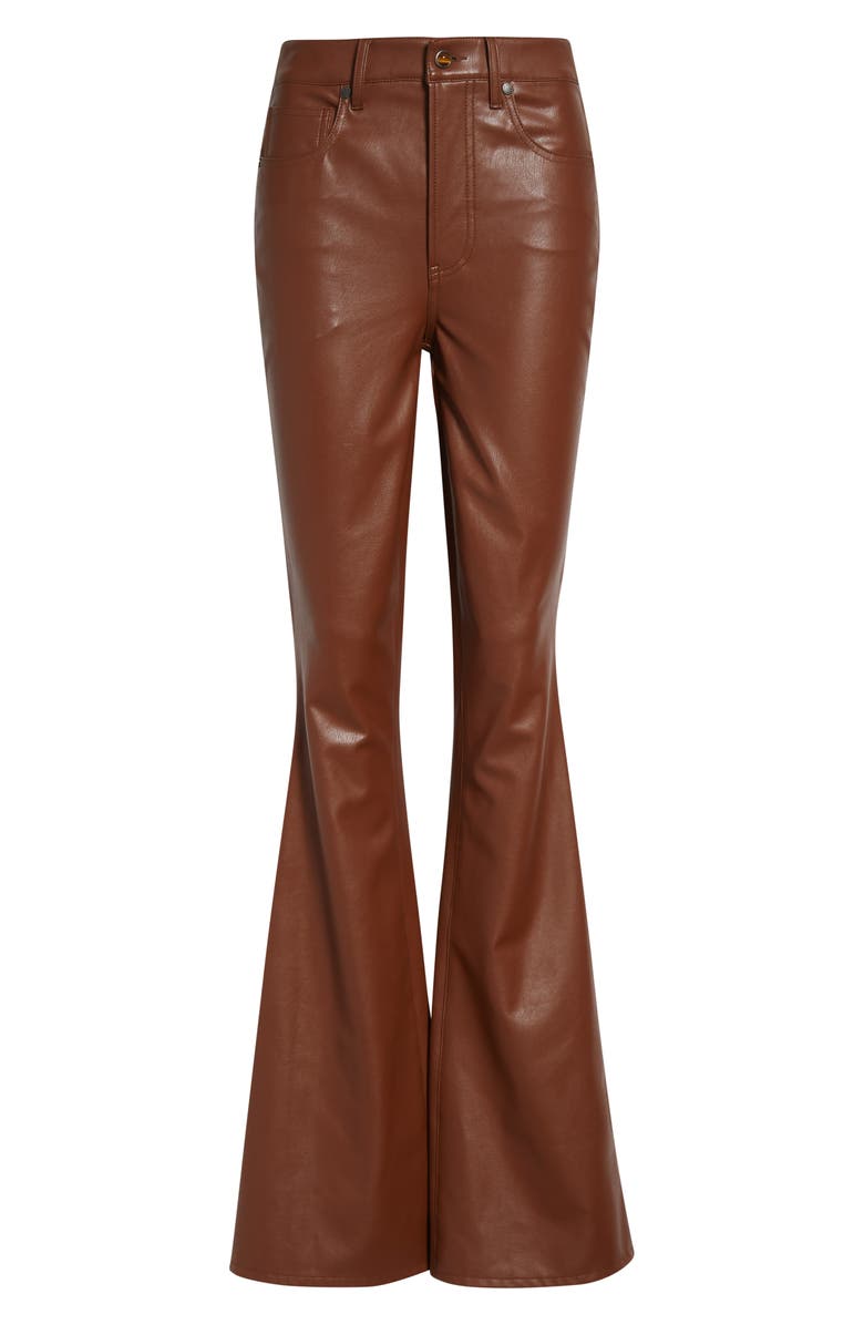 Veronica Beard Beverly High Waist Skinny Flare Faux Leather Jeans, Alternate, color, Mahogany