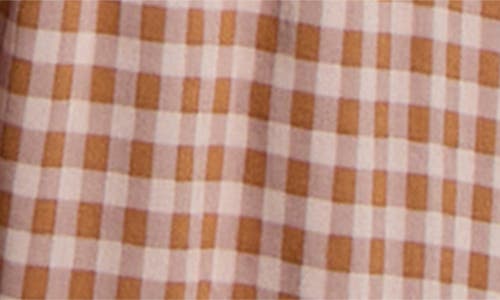 Reformation Rhett Checked Woven Midi Dress In Brown