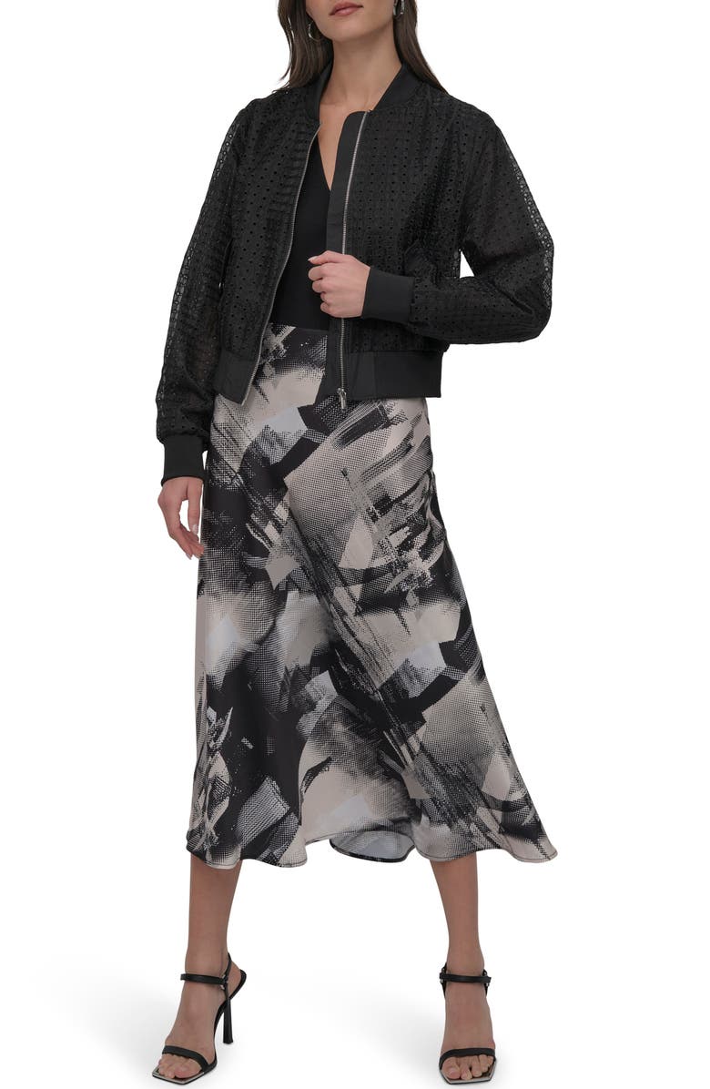 DKNY SPORTSWEAR Organza Eyelet Bomber Jacket, Alternate, color, 