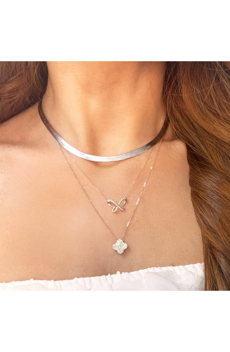 The Lovery Fine Jewelry Large Diamond Butterfly Cutout Necklace, Alternate, color, White Gold