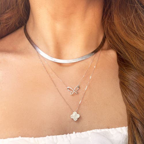 The Lovery Fine Jewelry Mini Diamond Butterfly Cutout Necklace In White