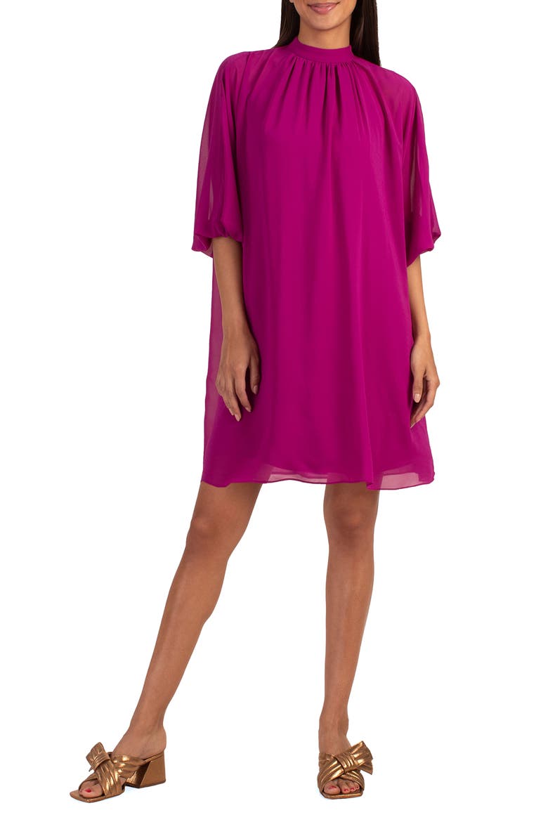 Rhyme Chiffon Shift Dress, Main, color, FESTIVE FUCHSIA