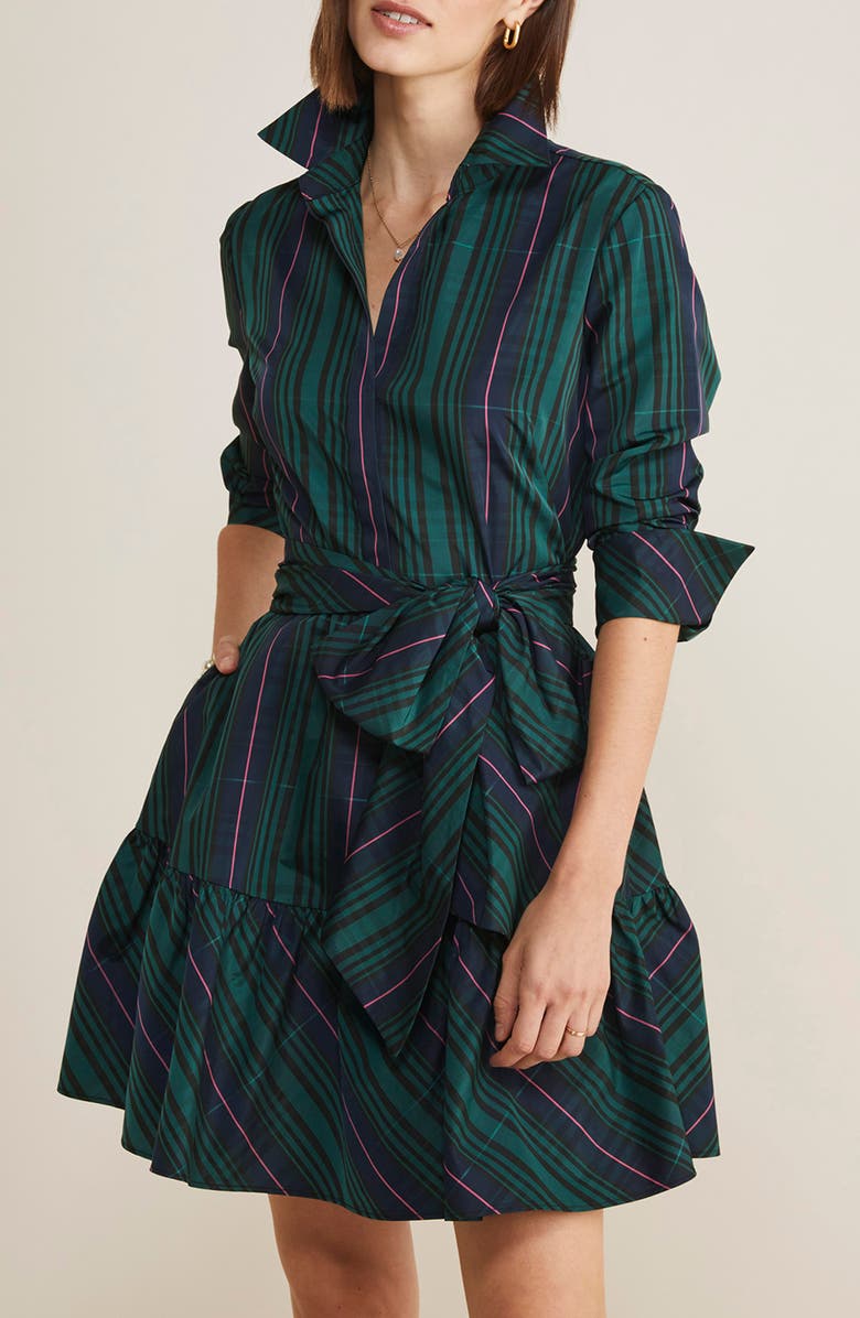 vineyard vines Black Watch Tartan Long Sleeve Taffeta Shirtdress, Alternate, color,